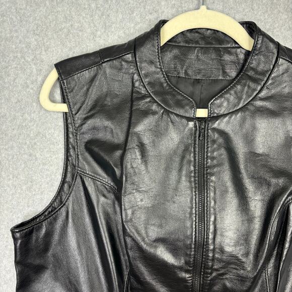 The Leather Ranch Vest Womens Large Zipper Moto Biker Motorcycle 90s Goth Y2K - Picture 4 of 15